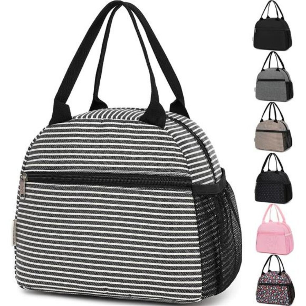 insulated lunch bag large capacity cooler tote for work school picnic travel bla